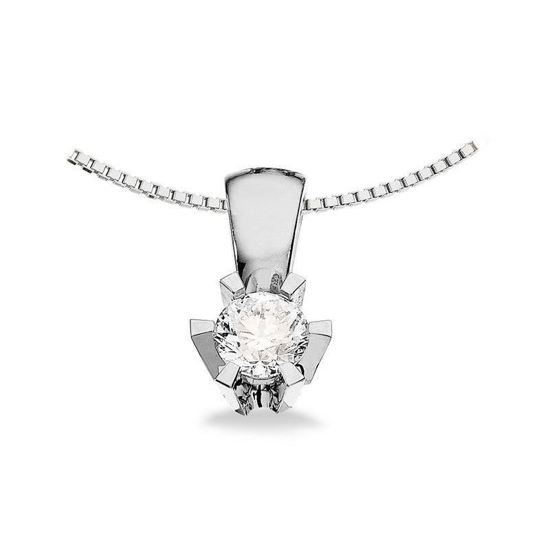 Prinsesse Vedhæng i 14 kt. hvidguld m. 0,03ct.-0,46ct. diamant