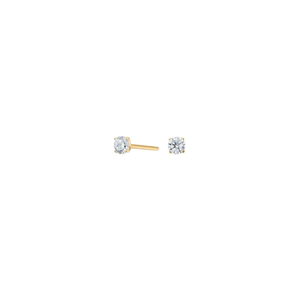 Nordahl Andersen ørestikker i forgyldt titanium med hvide zirkonia, 3 mm, nikkelfri