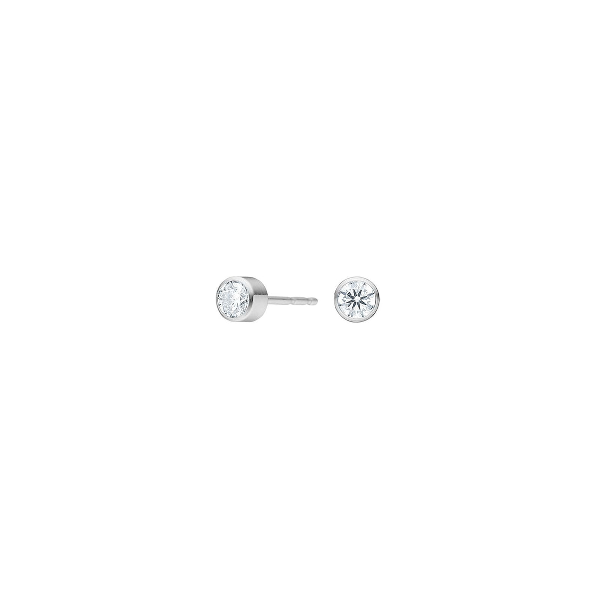 Nordahl Andersen Pure Titanium ørestikker i titanium med rund hvid zirkonia, 4 mm