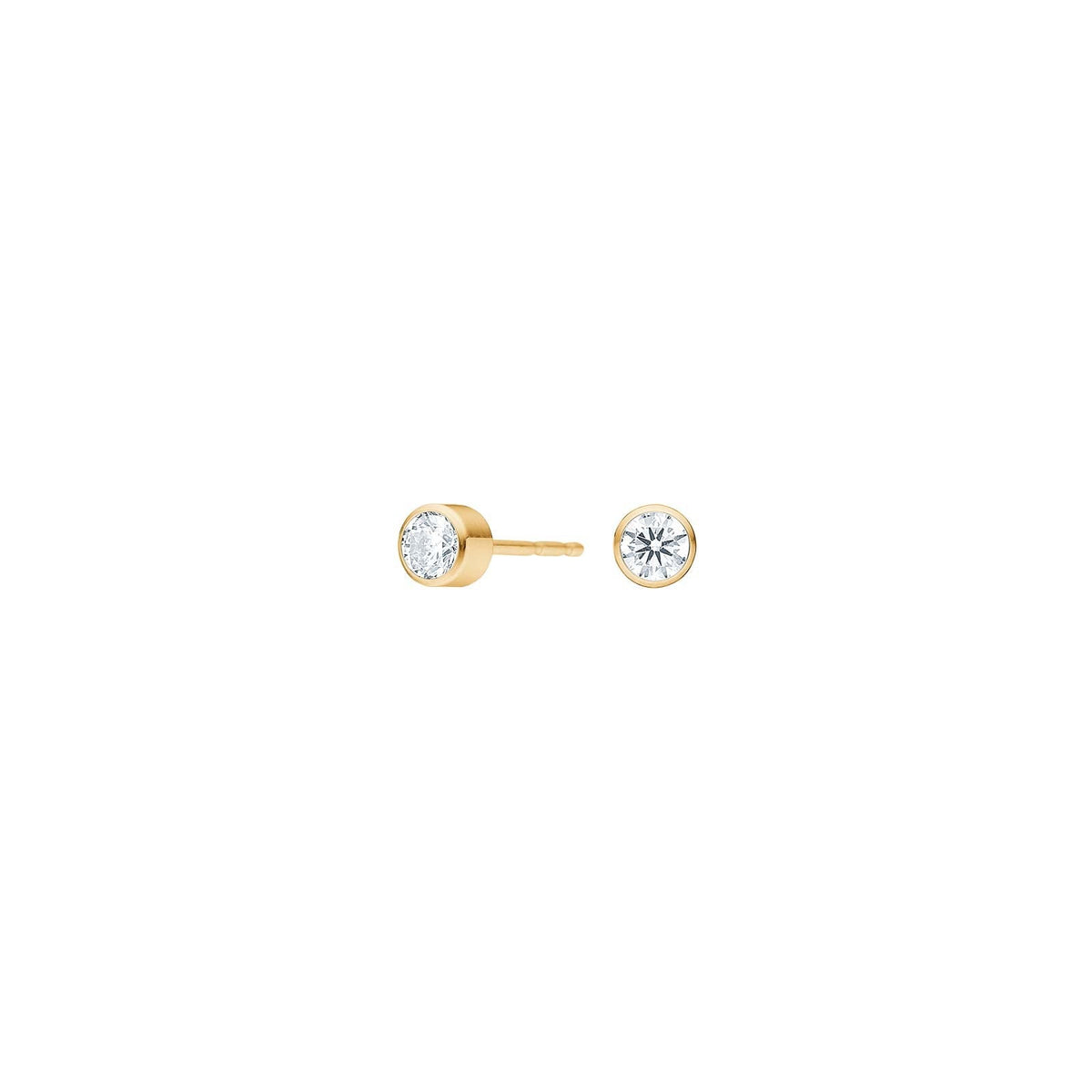 Nordahl Andersen forgyldte titanium ørestikker med hvid zirkonia, 4 mm, nikkelfri og allergivenlige
