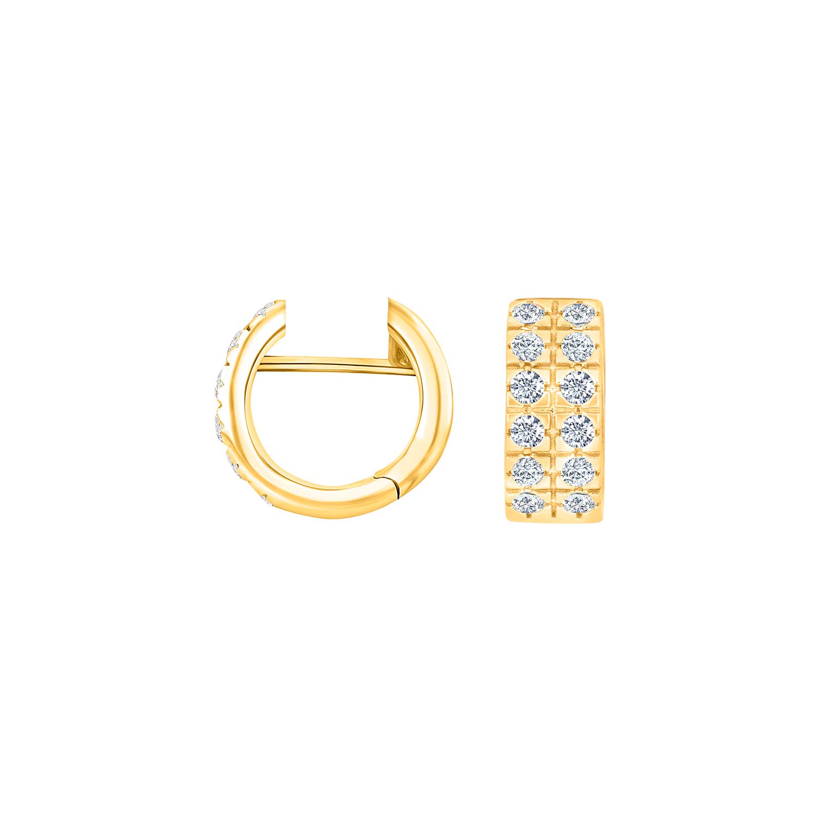 Heide Heinzendorff Dita creoler i forgyldt sølv med klare zirkonia måler 13x5,5 mm.