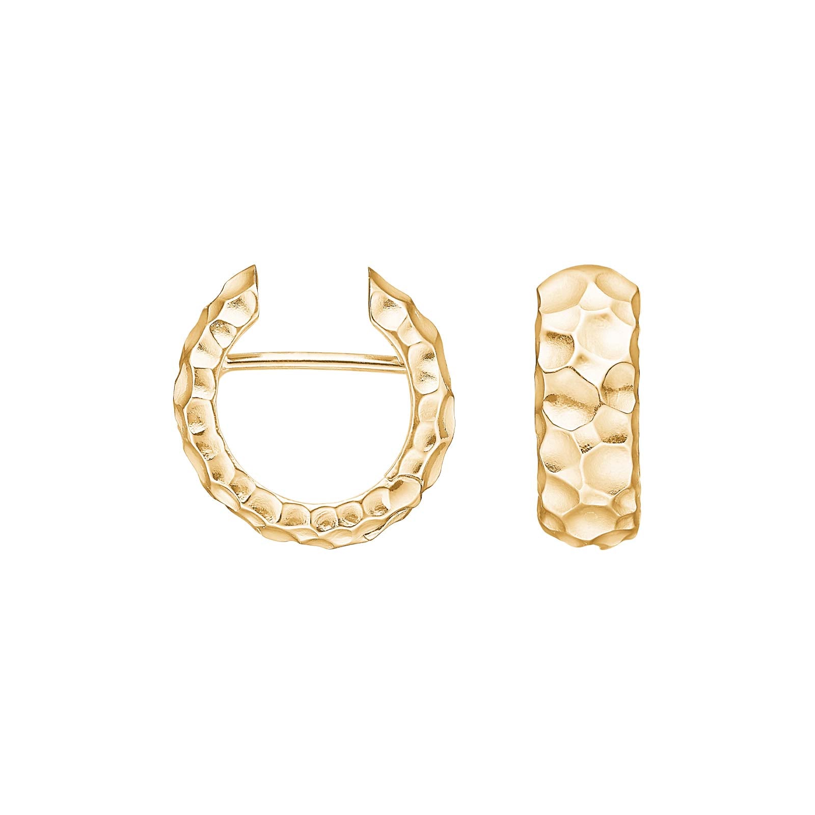 Heide Heinzendorff creoler i forgyldt sølv måler 6x16 mm og er designet som elegante system-øreringe med en hamret overflade.