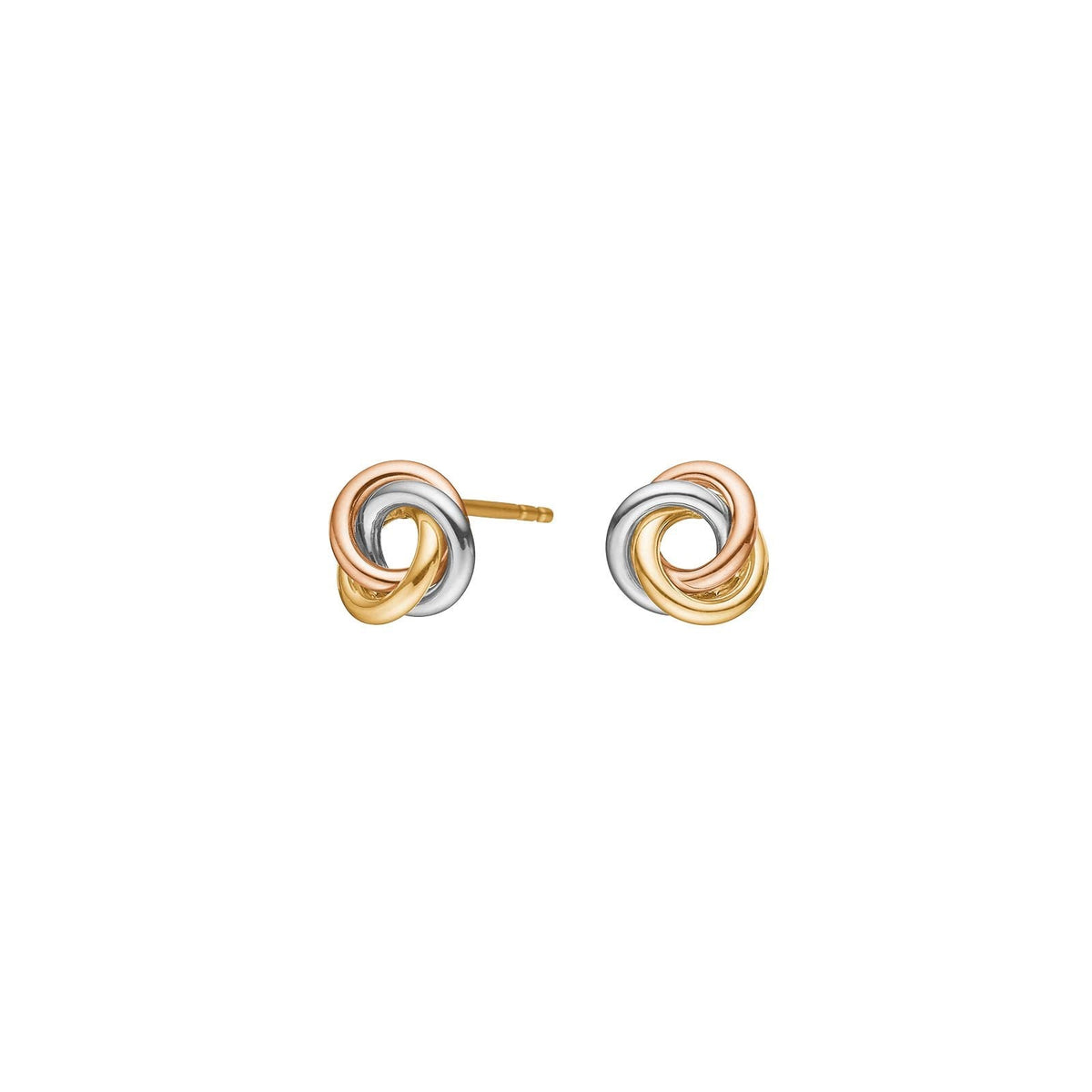 Siersbøl bi-color guld ørestikker med knude i 8 og 14 karat