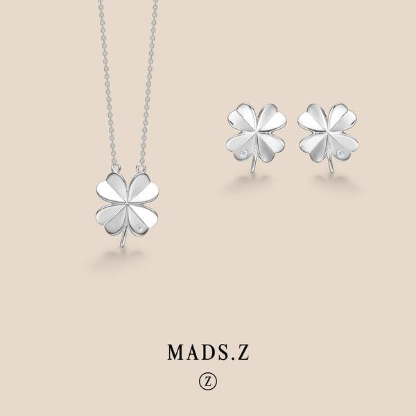 2 Mads Z - Clover ørestikker m. zirkon i sølv