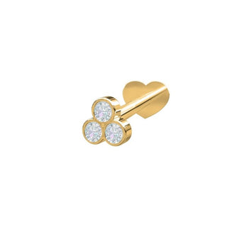 Nordahl Andersen piercing i 14 kt. guld med 3 diamanter i blomsterdesign