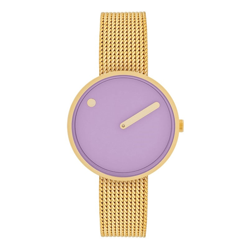 Picto Lavender skive med mat mesh-rem i Ip guld