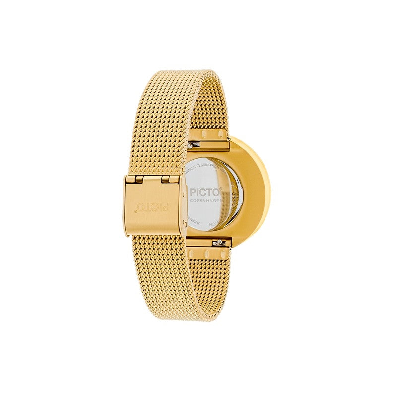 Picto Lavender skive med mat mesh-rem i Ip guld 3