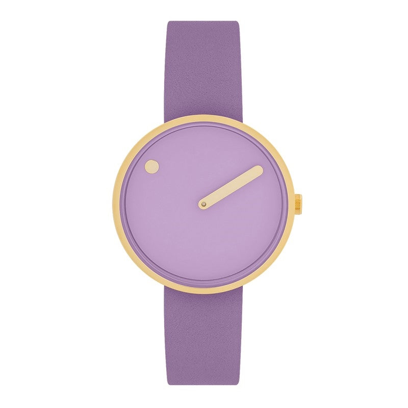 Picto ur med lavenderfarvet læderrem, light lavender urskive