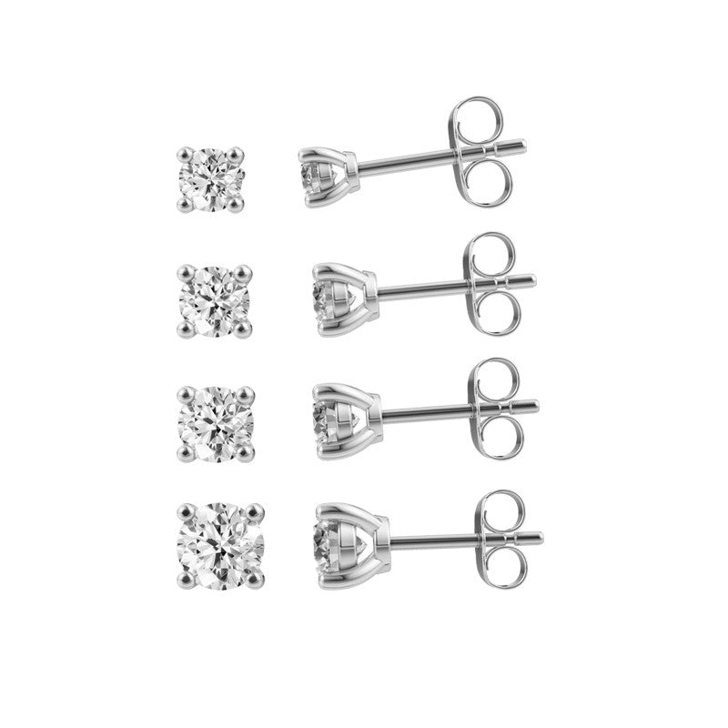 LUXURY Øreringe i 14 kt hvidguld med lab-grown diamanter 2x0,125 - 2x0,50 ct