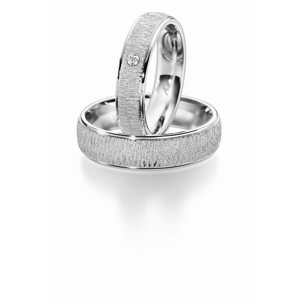 Gerstner vielsesringe i hvidguld med 0,03 ct diamant og massiv bredde