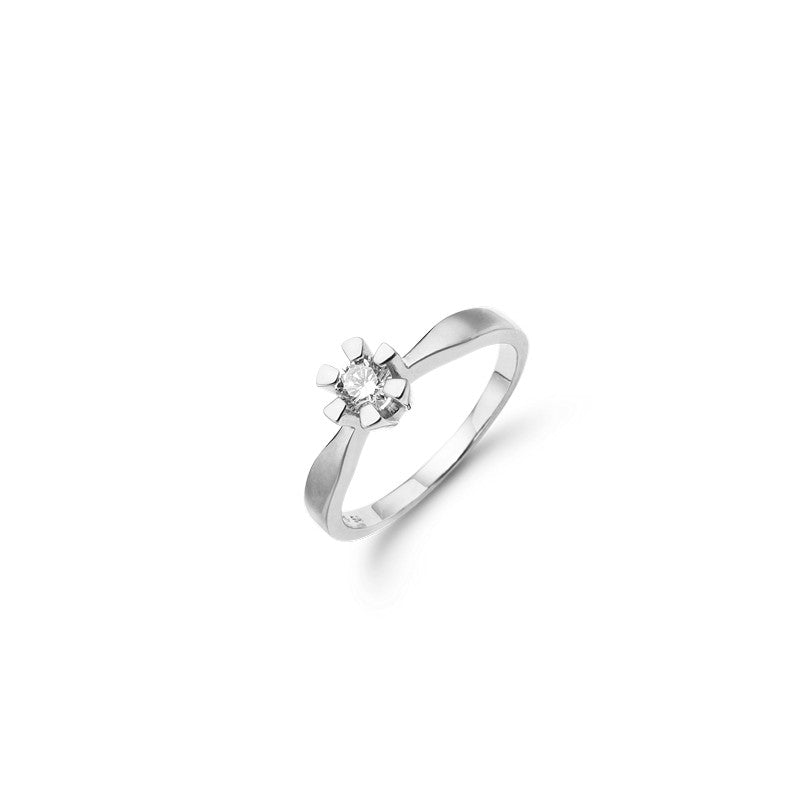 Eternity diamantring i 14 kt hvidguld m 4 grabber og 0,05-0,50 ct