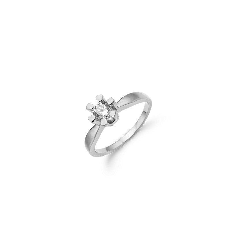 Eternity diamantring i 14 kt hvidguld m 4 grabber og 0,05-0,50 ct