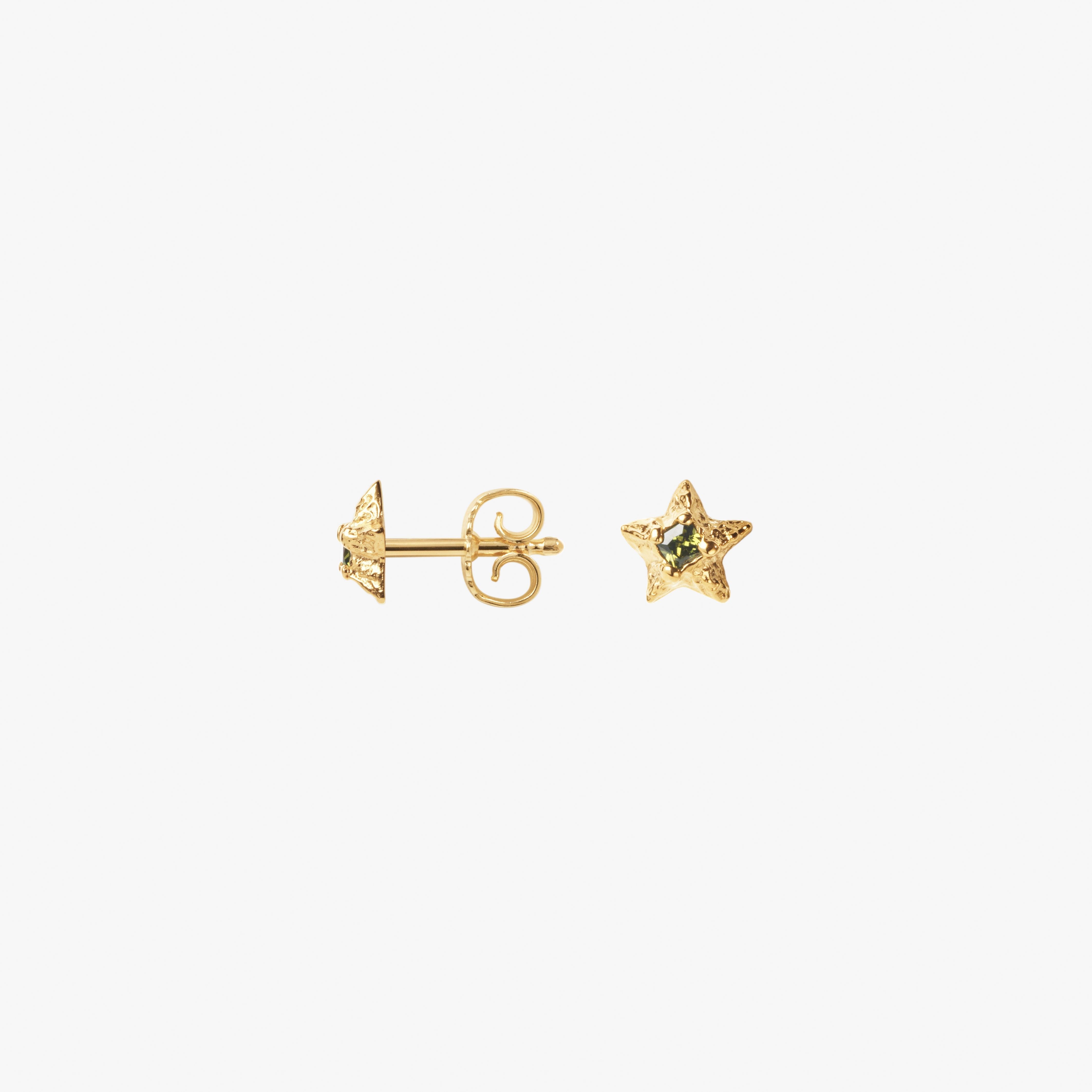 Camille Brinch Sparkly Star Gem Stud Earrings forgyldt