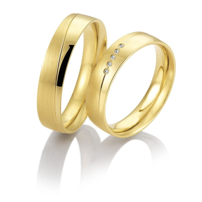 Vielsesringe 8-14 kt guld fra Breuning med i alt 0,028ct