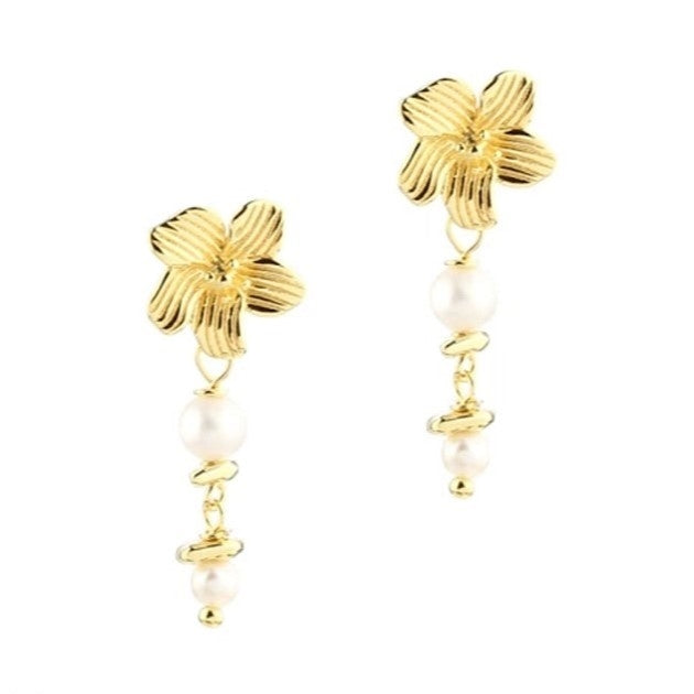 Aqua Dulce - Jasmin Pearl Earstud i forgyldt sterlingsølv