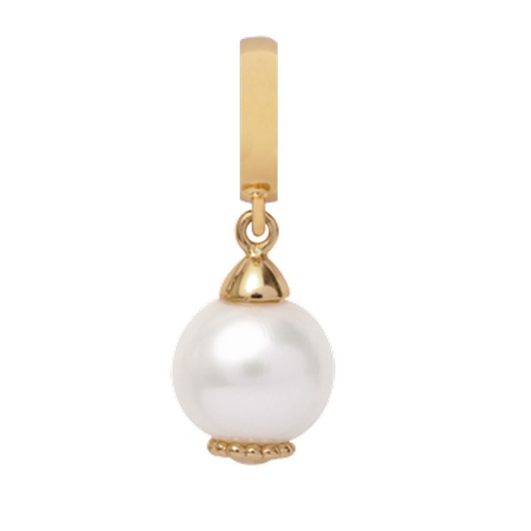 Christina Collect - WHITE PEARL charm i forgyldt til læder