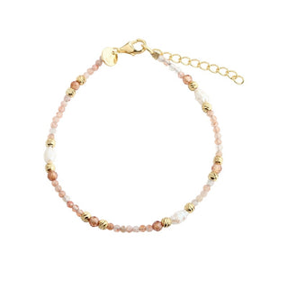 Aqua Dulce Sunella Simple Bracelet i forgyldt sølv med rosa og hvide perler