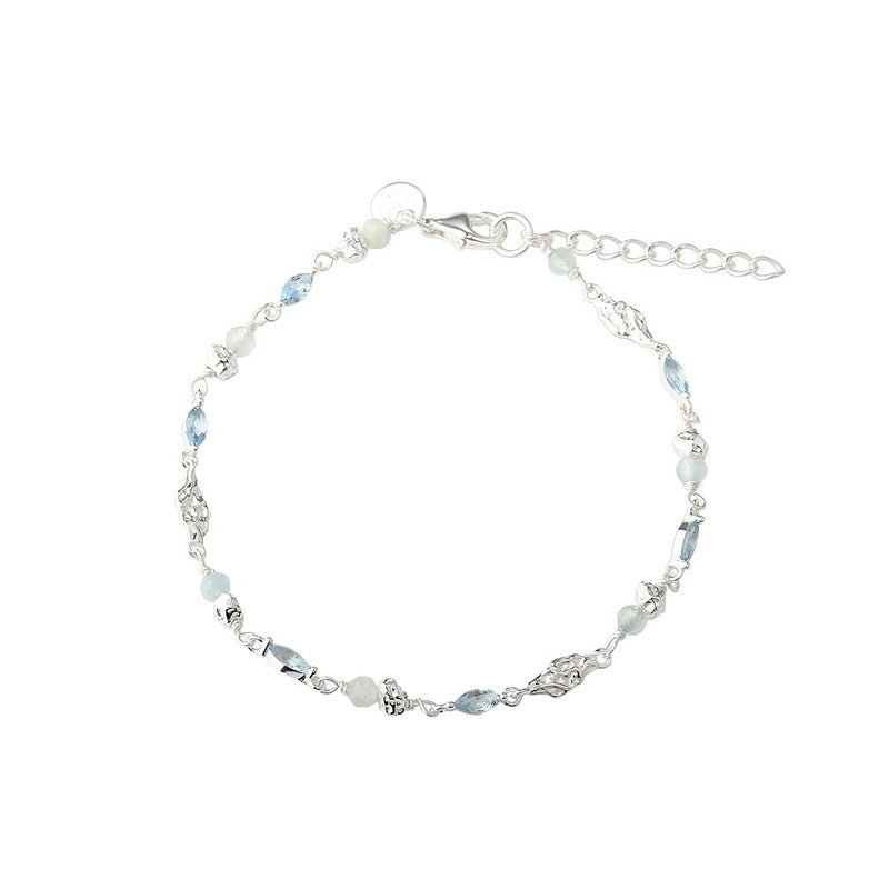 Aqua Dulce Sinna armbånd i sølv med aquamarin og blå zirkonia