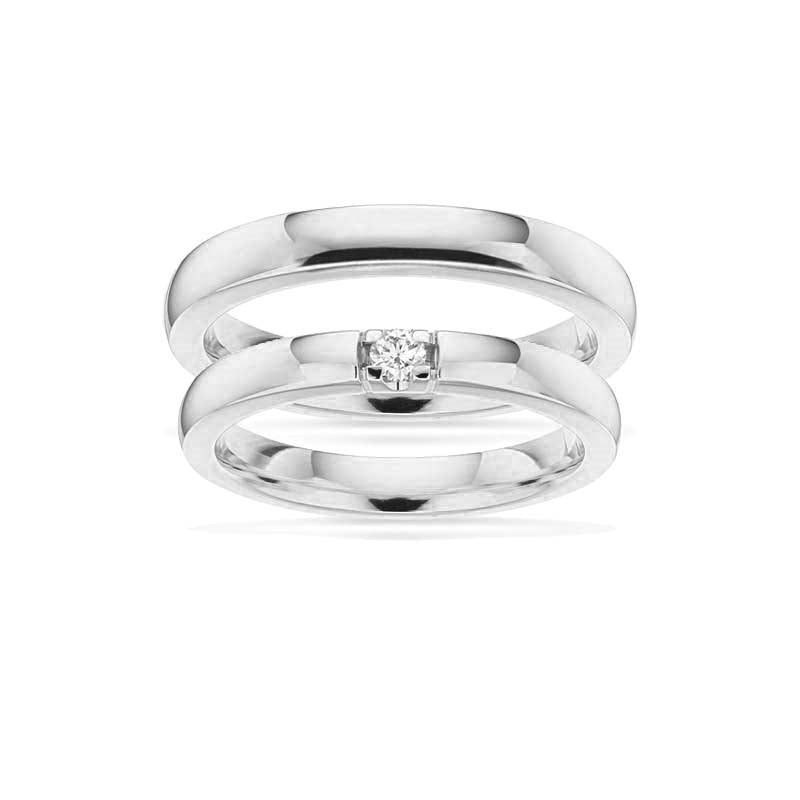 Vielsesringe - Grace hvidguld 14 kt. i 3,25 mm og 0,07ct vælg antal sten