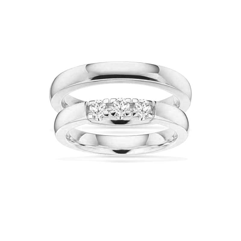 Vielsesringe - Grace hvidguld 14 kt. i 3,25 mm og 0,07ct vælg antal sten