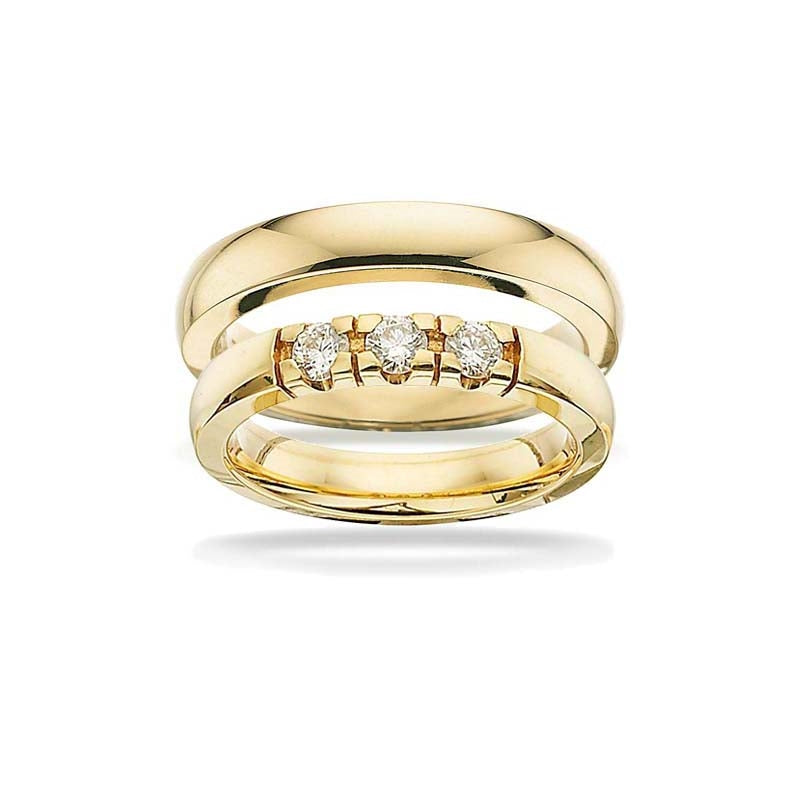 Vielsesringe - Grace guldringe 14 kt i 3,70 mm og 0,11ct vælg antal sten