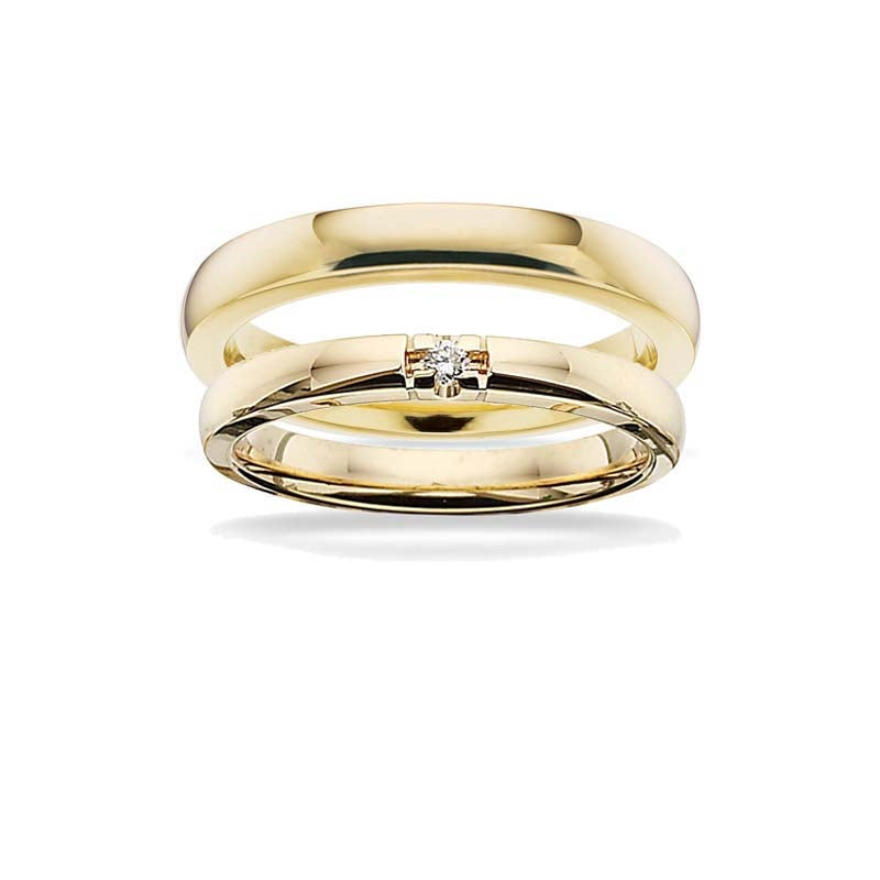 Vielsesringe - Grace ringe 14 kt. i 3 mm m 0,03ct diamant vælg antal sten