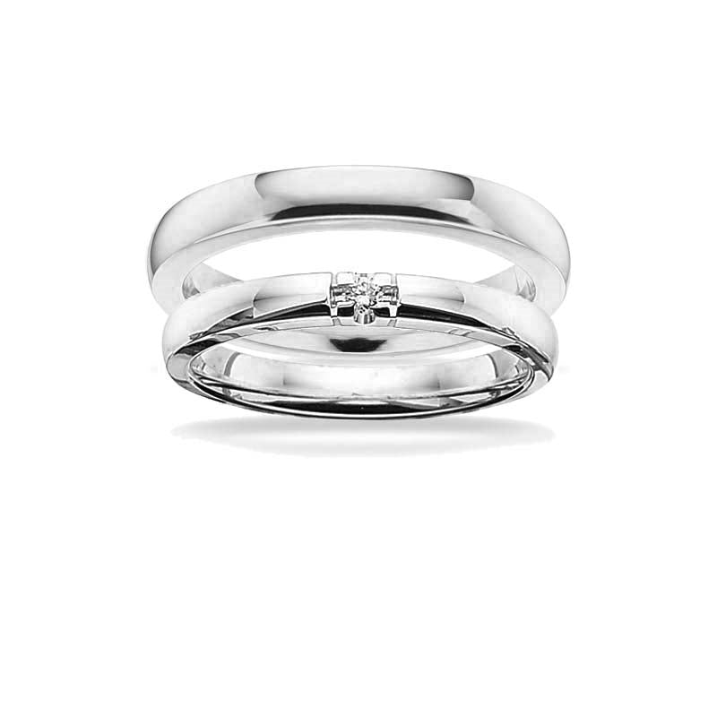 Vielsesringe - Grace hvidguld 14 kt. i 3 mm og 0,03ct. (vælg antal sten)