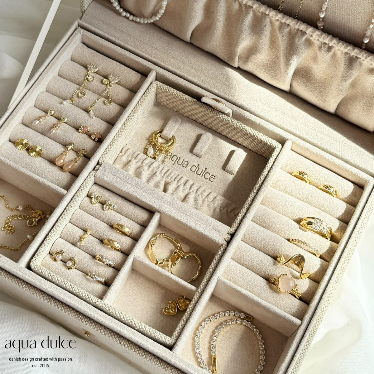 Aqua Dulce Jewellery Box Big stort smykkeskrin i sand, billede 3
