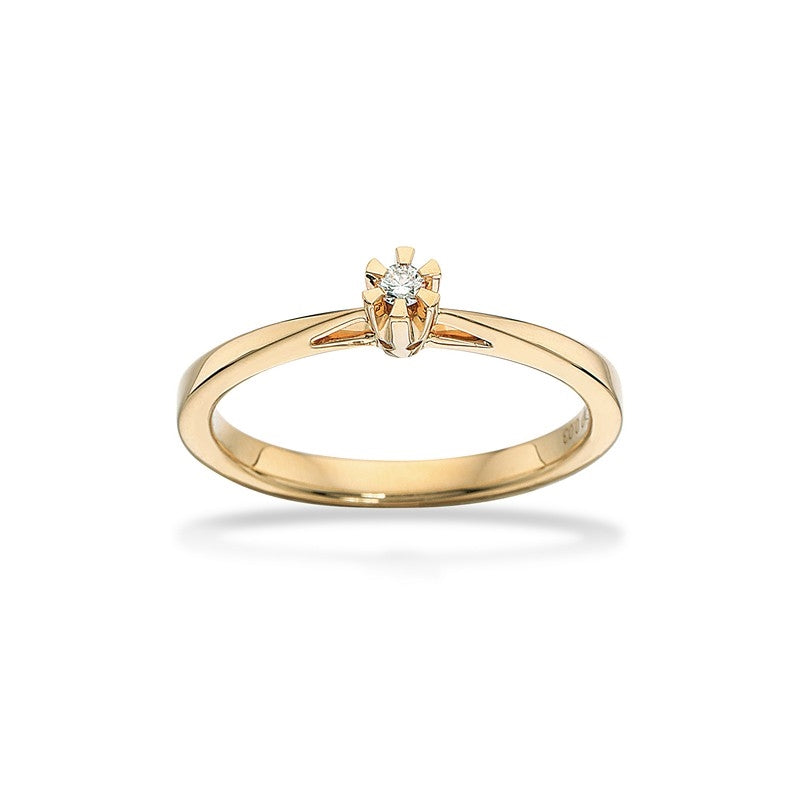 Prinsesse Ring i 14 kt. guld m. 0,03ct. - 0,50ct. diamant