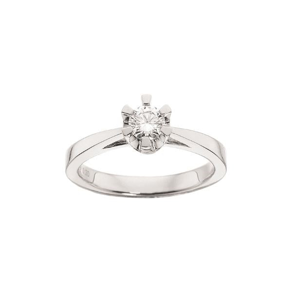 Prinsesse Ring i 14kt. hvidguld m. 0,03ct. - 0,50ct. diamant