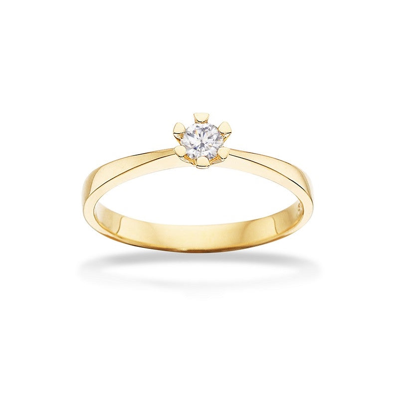 Vida ring 14 kt. guld med brillant 0,03 - 0,50 ct.
