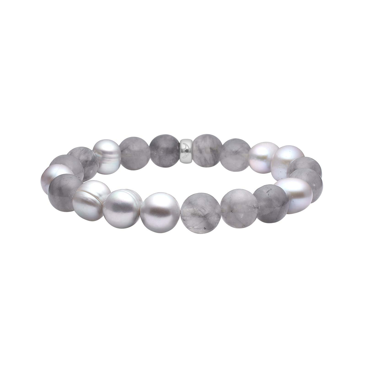 Heide Heinzendorff Multi grå armbånd i sølv med 10 mm kvarts og ferskvandsperler.
