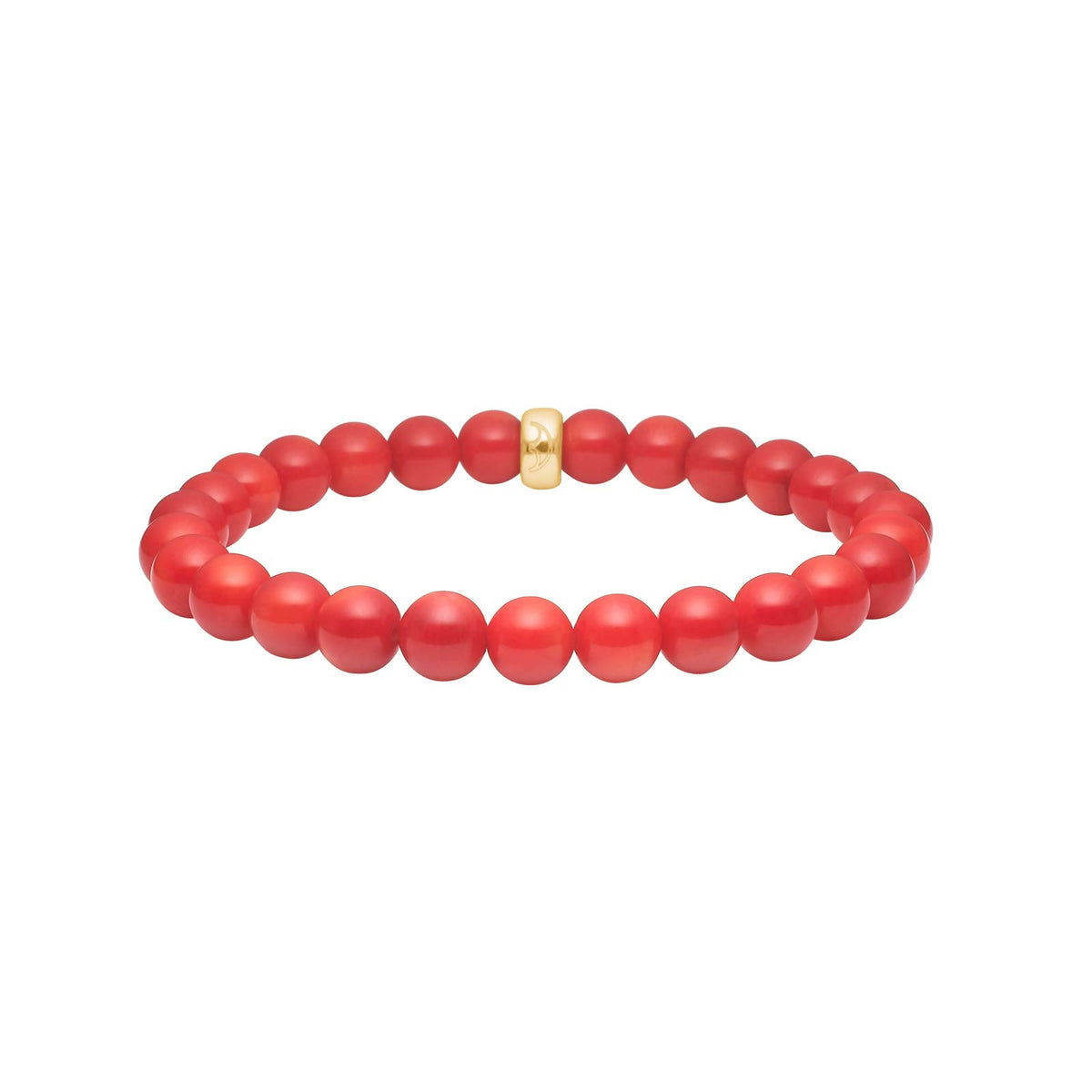 Heide Heinzendorff Bamboo coral armbånd i forgyldt sølv med 7 mm runde koralrøde perler.