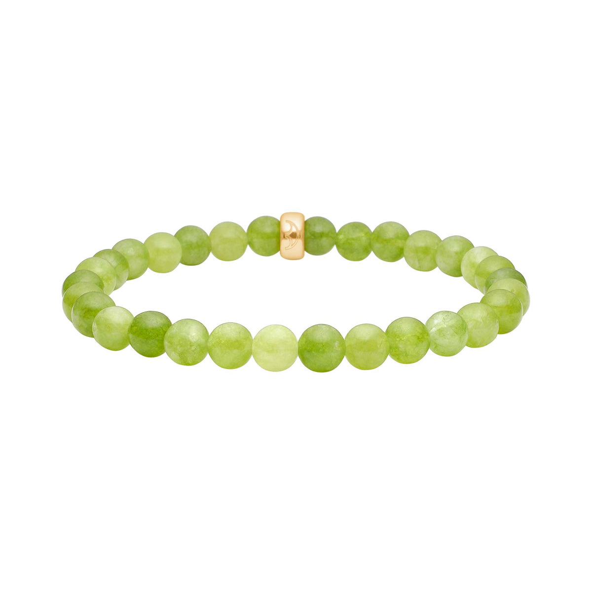 Heide Heinzendorff Grøn Spong armbånd i forgyldt sølv med 6 mm grønne kvartsperler.