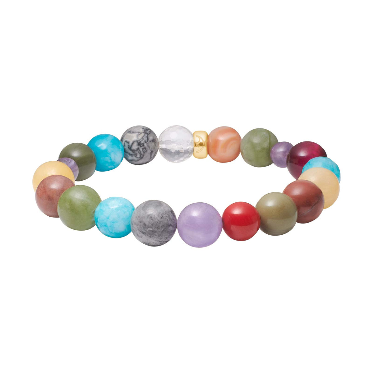 Heide Heinzendorff Bjerg armbånd med farvede natursten af kvarts, jaspis, ametyst, tigerøje og jade.