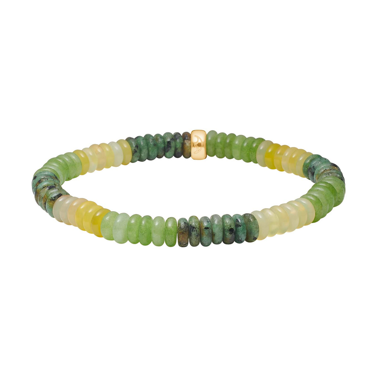 Heide Heinzendorff Agat, kirsebærkvarts og aventurin armbånd i gyldne og lyserøde nuancer med polerede rondelperler.
