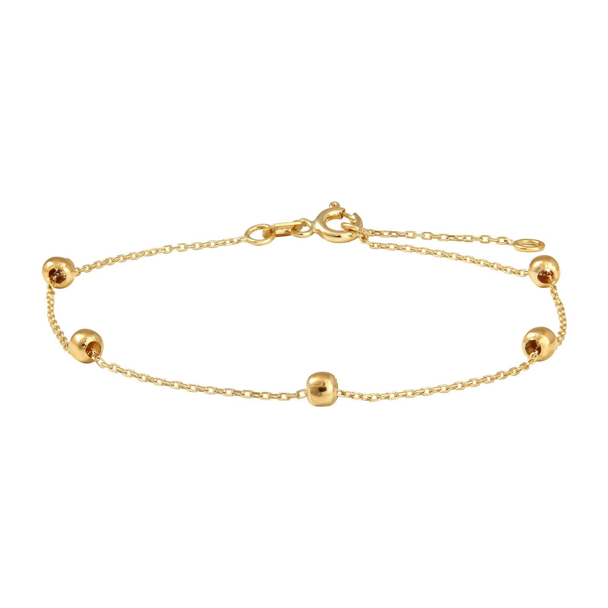 Siersbøl armbånd i 8 karat guld med jævnt fordelte blanke guldkugler på let guldkæde