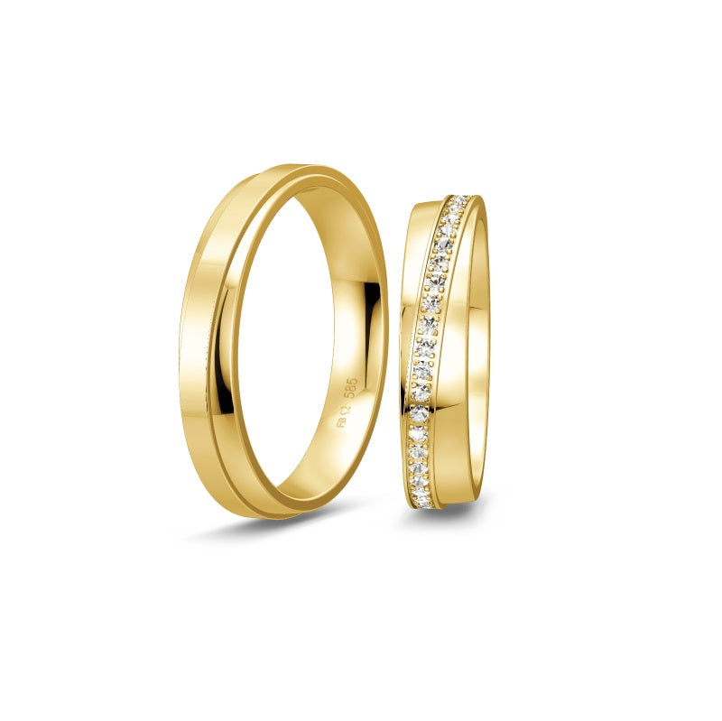 Breuning Renaissance vielsesring i 8 til 14 karat guld med 45 diamanter