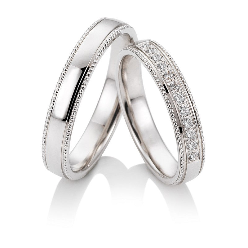 Breuning Renaissance vielsesring i 9 til 14 karat hvidguld med 12 diamanter