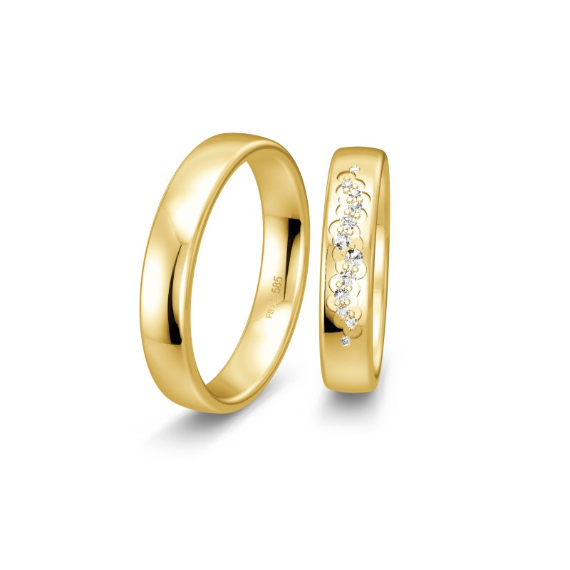 Breuning Renaissance vielsesring i 8 til 14 karat guld med 12 diamanter og 0,129 ct