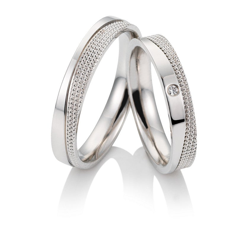 Breuning Renaissance vielsesring i 9 til 14 karat hvidguld med 1 diamant