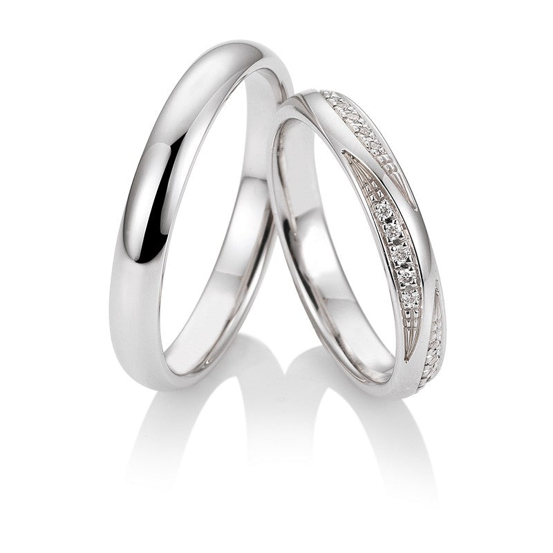 Breuning Renaissance vielsesring i 9 til 14 karat hvidguld med 15 diamanter