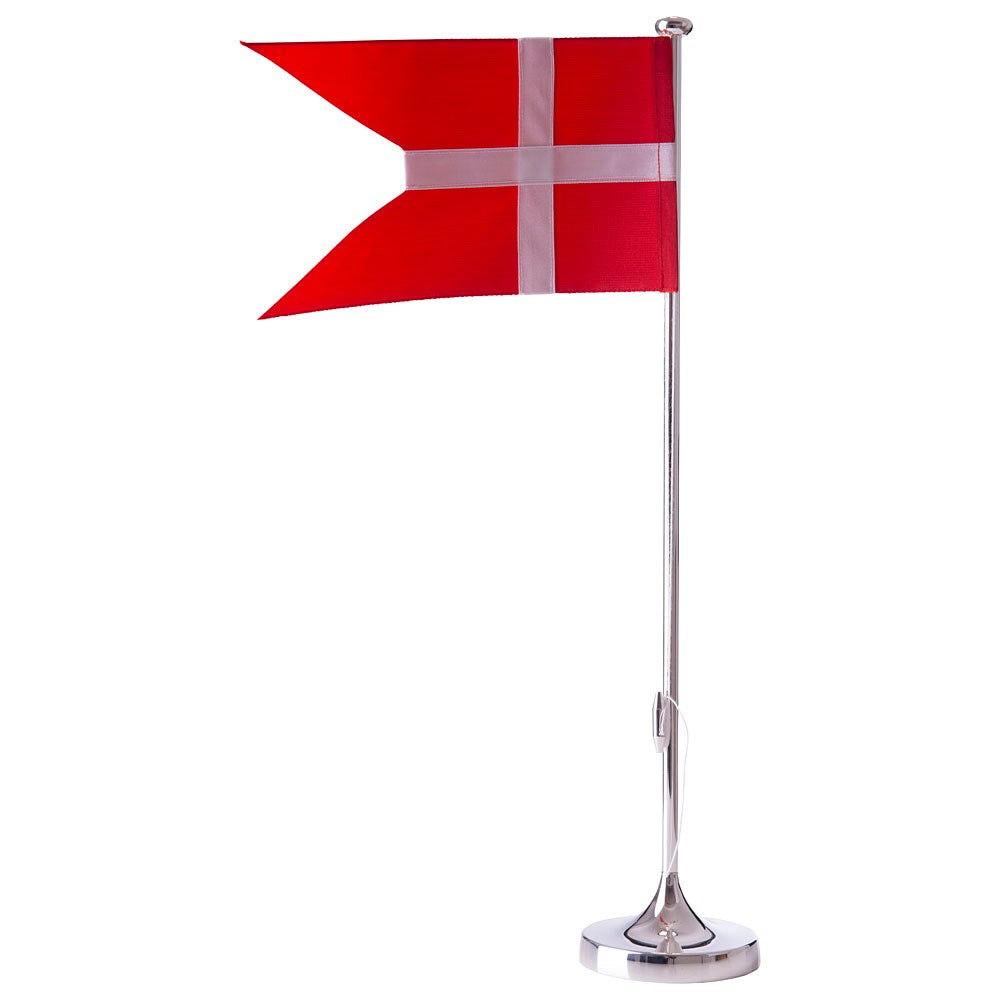 Forsølvet flagstang m. rund fod i 40cm
