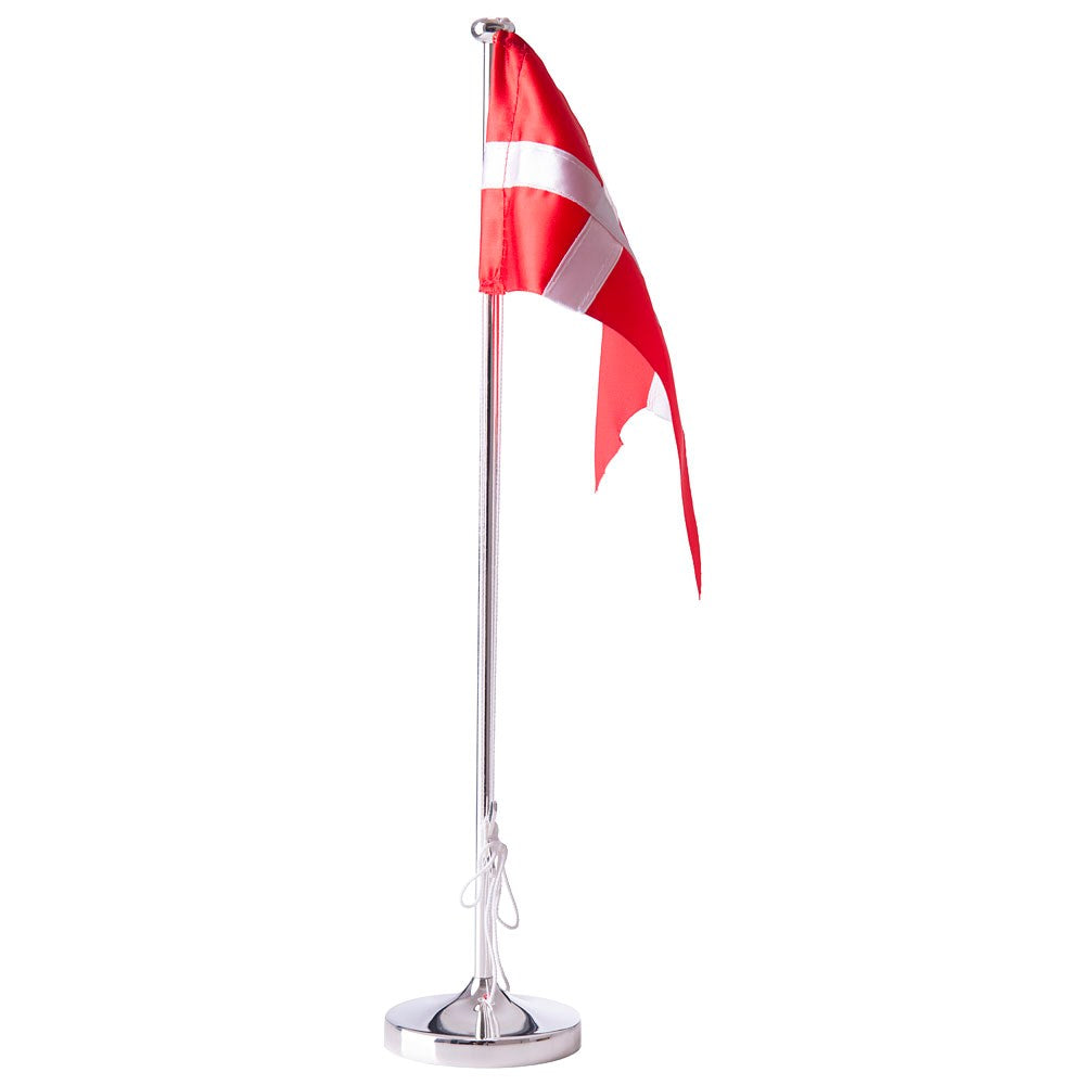 Forkromet flagstang m. blank fod i 38,5 cm