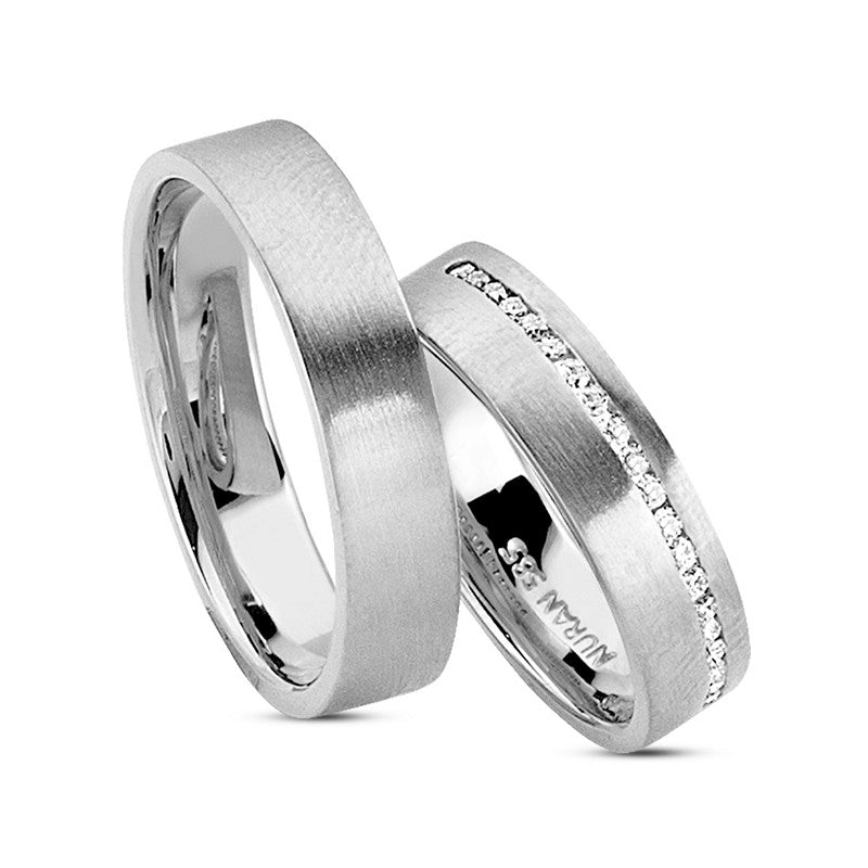 NURAN - Vielsesringe i 14 kt. guld m. 0,20ct. brillanter