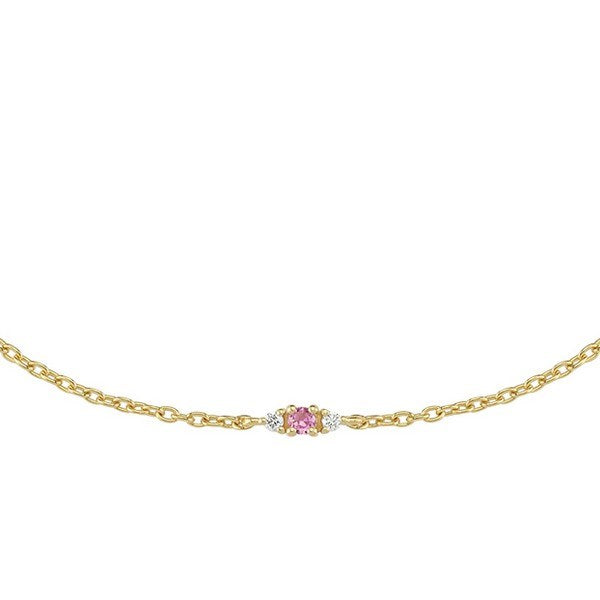 Petit - Pink safir armbånd i 14 kt. guld med i alt 0,04ct.