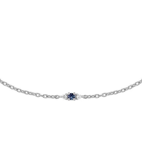 Petit - Blå safir armbånd i 14 kt. hvidguld med i alt 0,04ct.