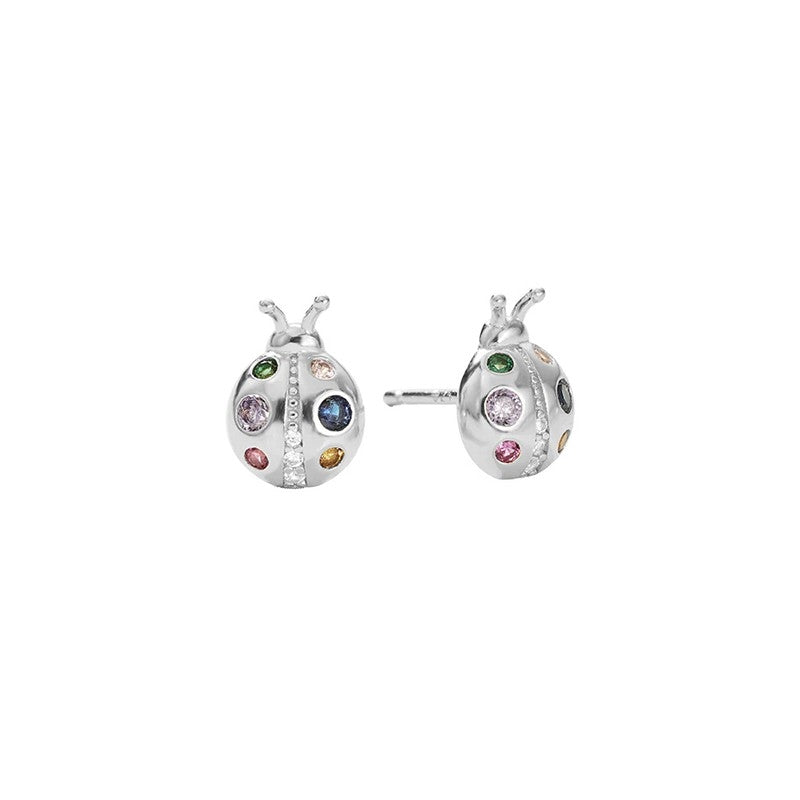 ByBirch Ladybug øreringe i sølv med zirkonia BB-026S