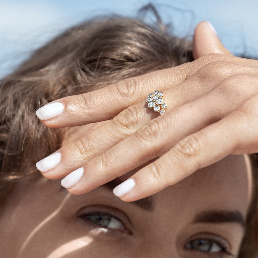 Bubbles - 14 kt guld ring med i alt 0,38 carat