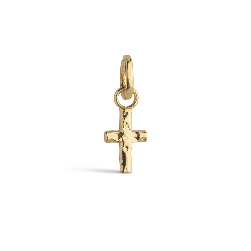 Enamel - Kors charm i forgyldt sølv